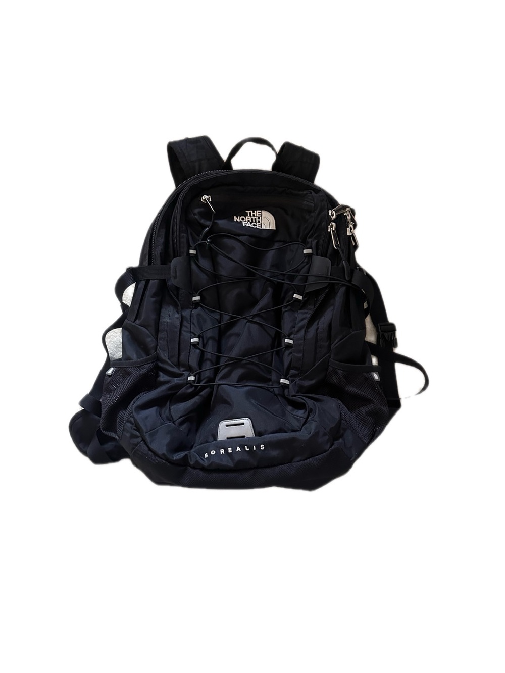 The North Face Black Borealis-style Backpack with Front Bungee